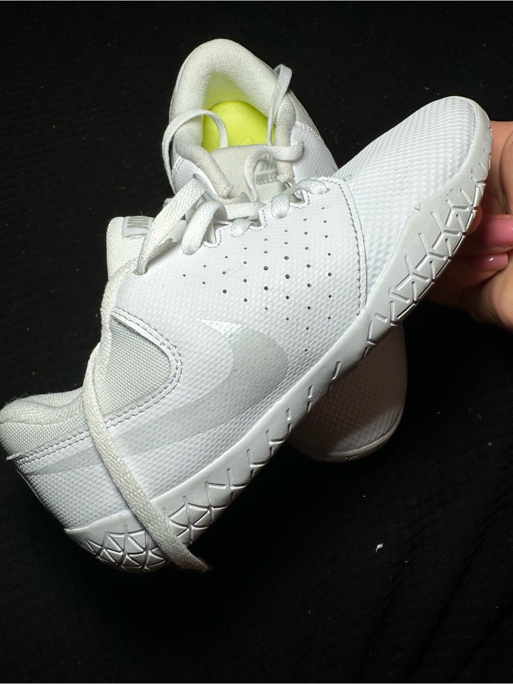 Nike Kids White Sneakers with Neon Yellow Accent